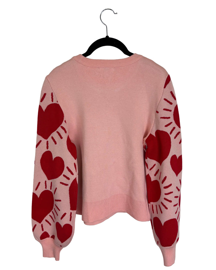 Pink & Red Heart Sequin Sweater - Size 2/4
