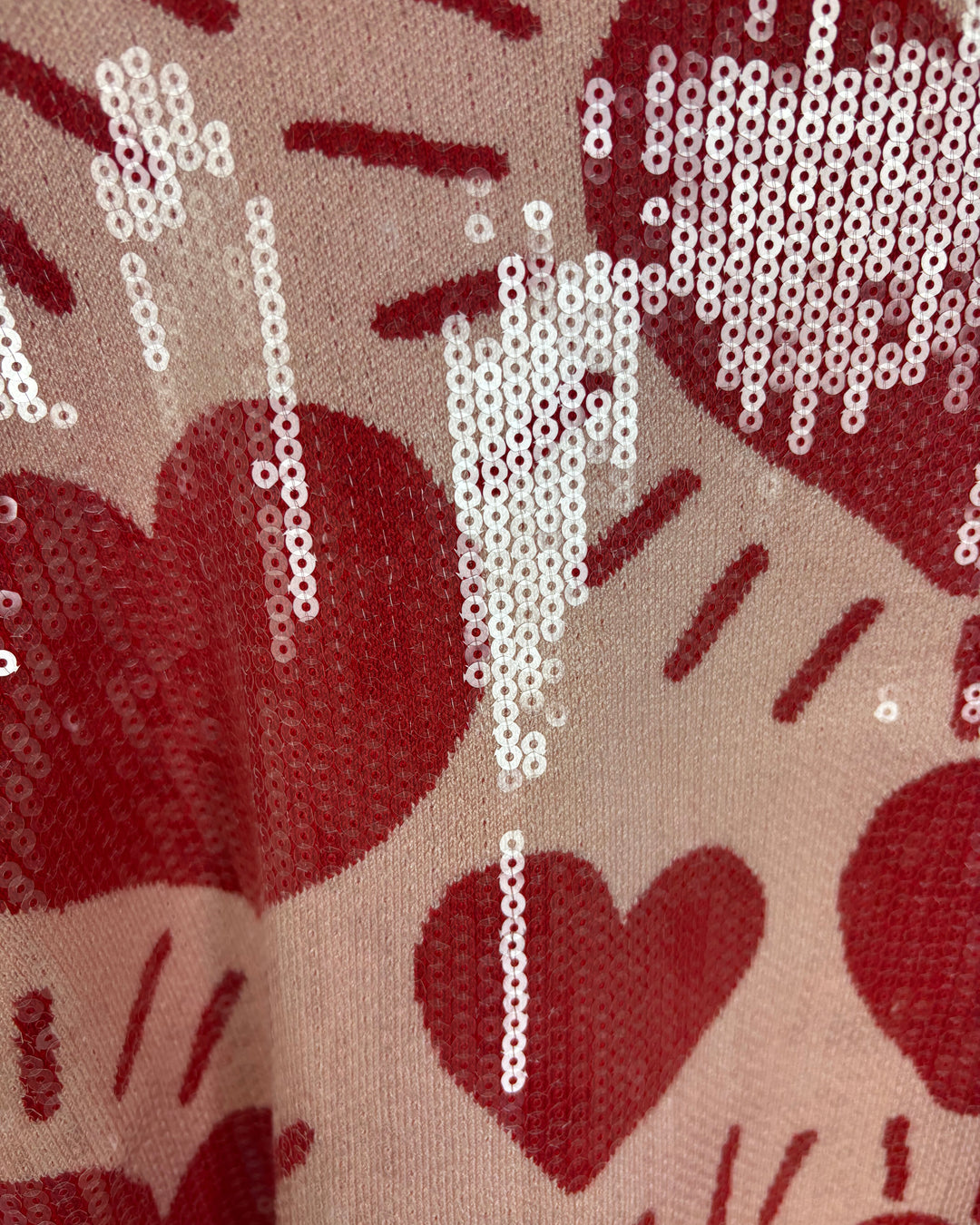 Pink & Red Heart Sequin Sweater - Size 2/4