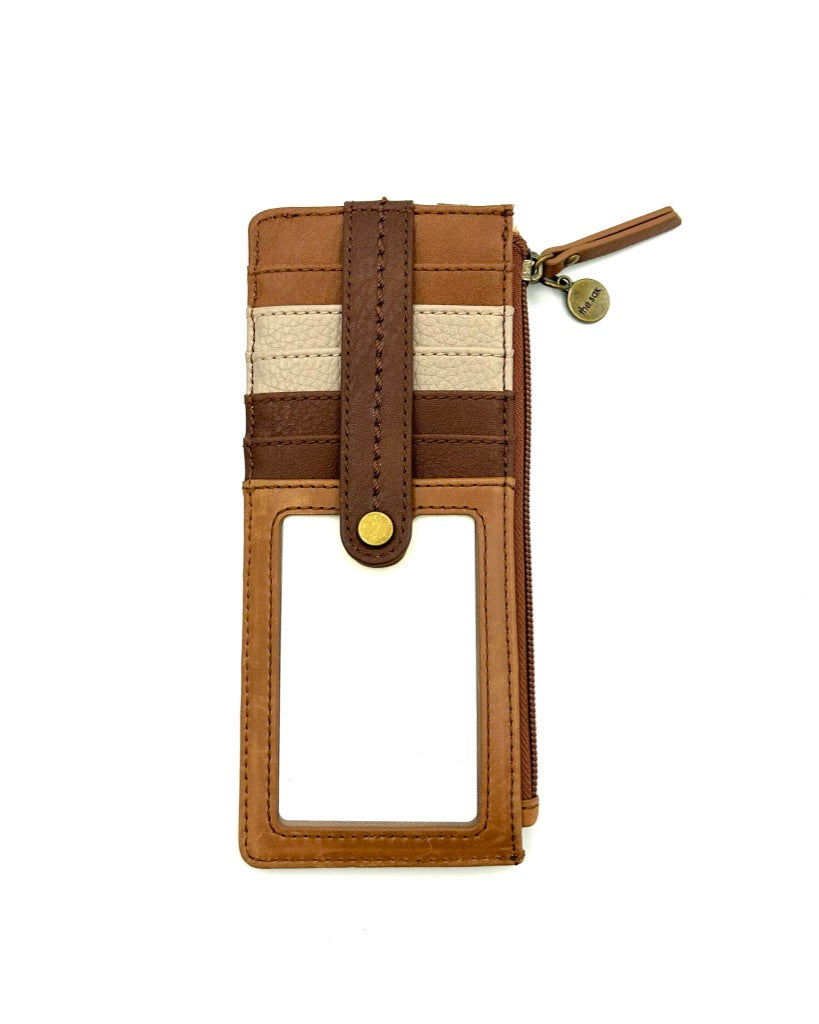 Tan Multicolor Leather Card Wristlet