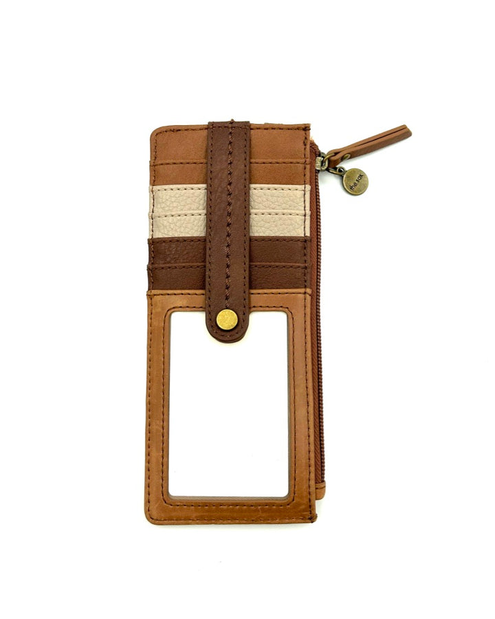 Tan Multicolor Leather Card Wristlet