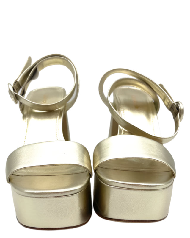 Gold Metallic Leather Platform Heels - Size 6.5, 7 and 8