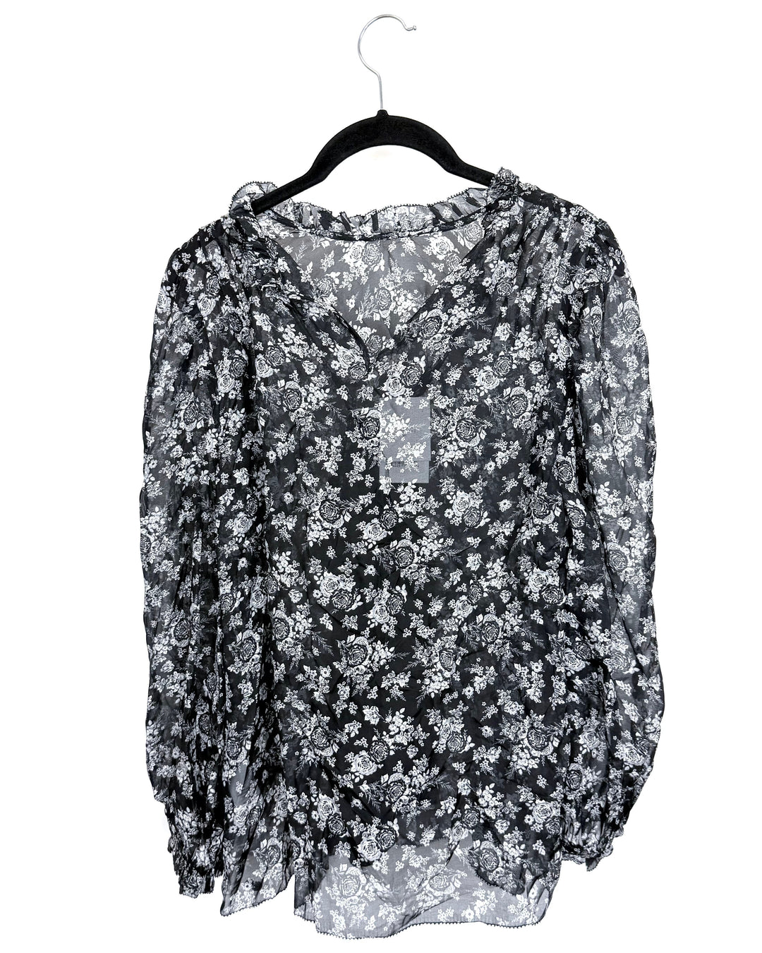 Black and White Floral Top - Size 4/6