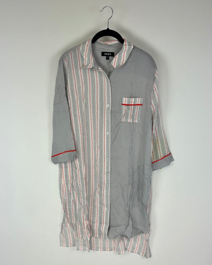 Gray and White Stripe Nightgown - Size 4/6