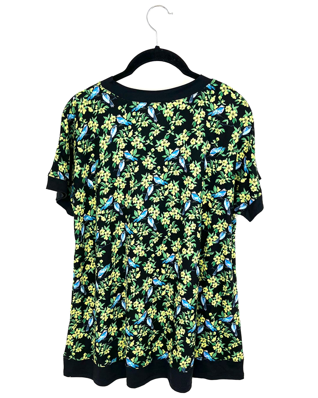 Bird And Floral Short Sleeve Top - Size 4/6