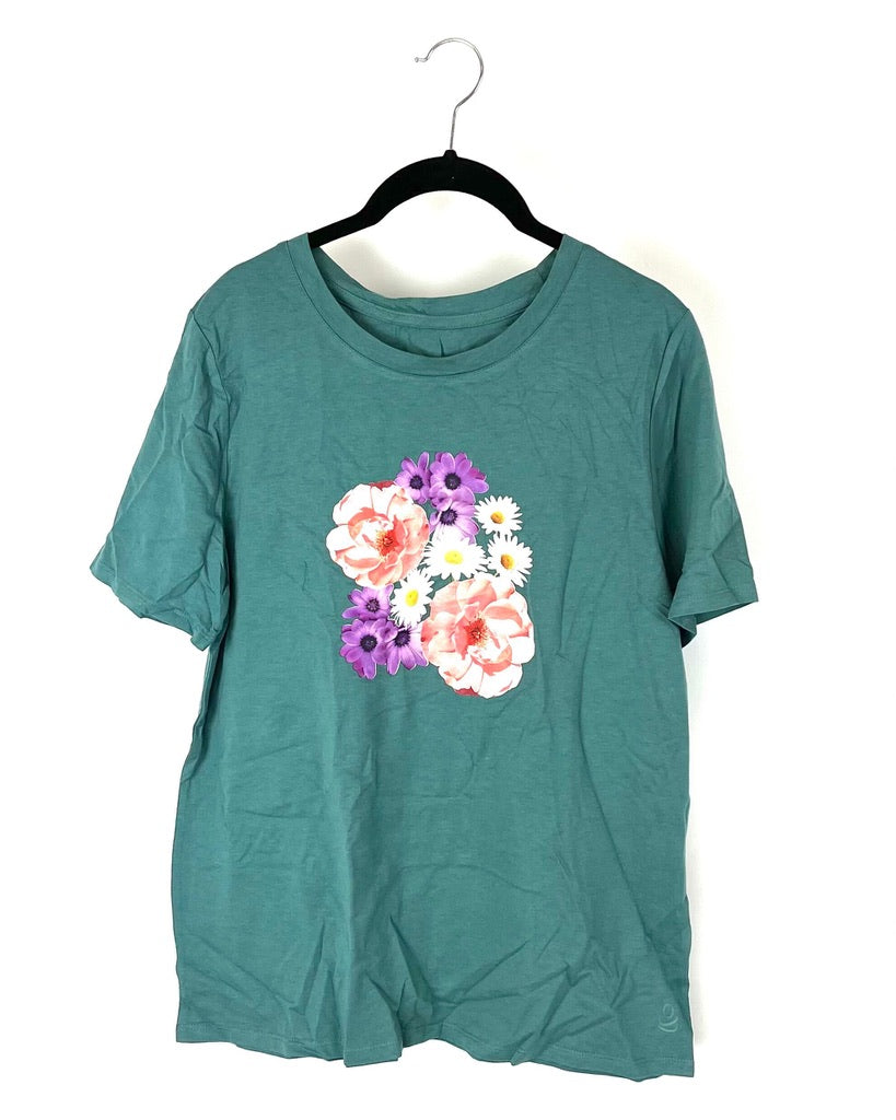 Teal Flower T-Shirt - Size 6/8