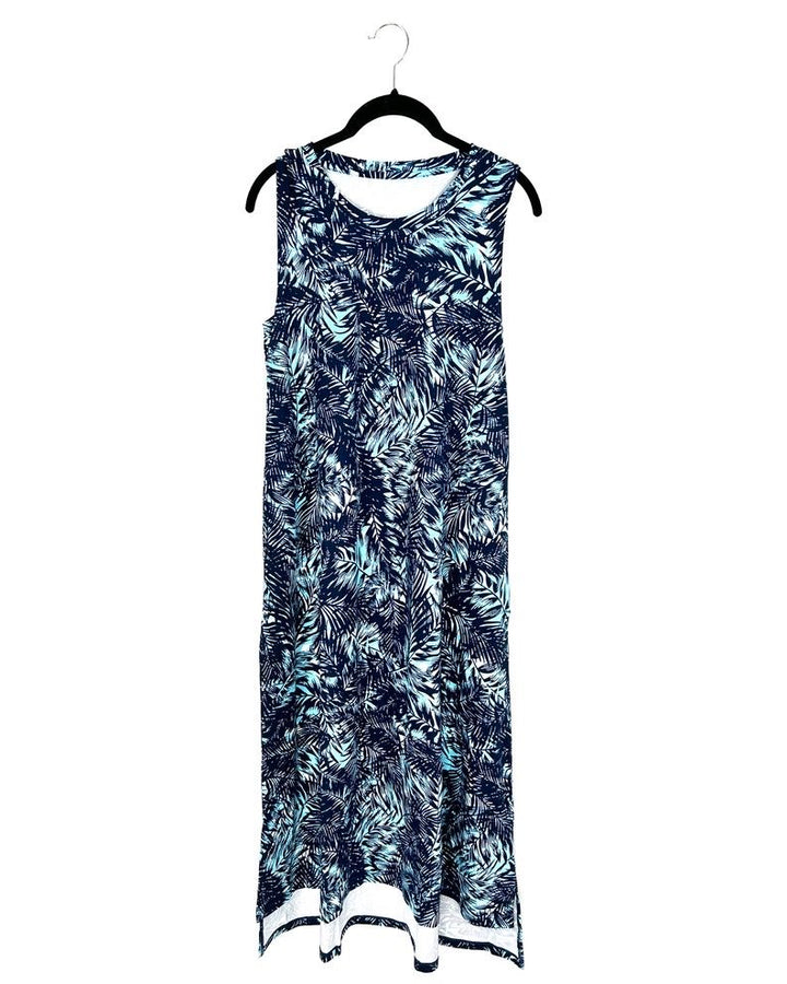 Blue Leaf Print Maxi Dress - Size 6/8