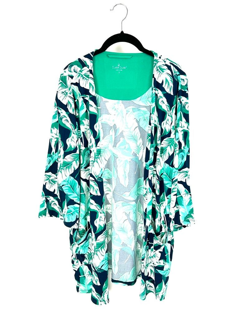 Green And Blue Tropical Print Lounge Cardigan - Size 6/8