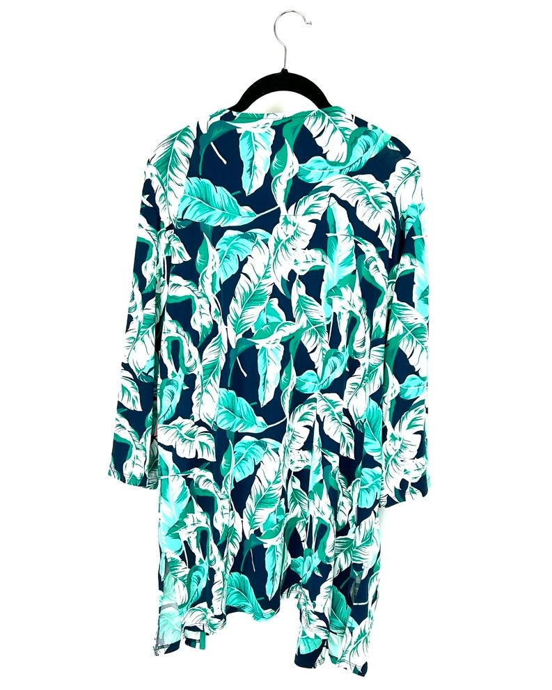 Green And Blue Tropical Print Lounge Cardigan - Size 6/8