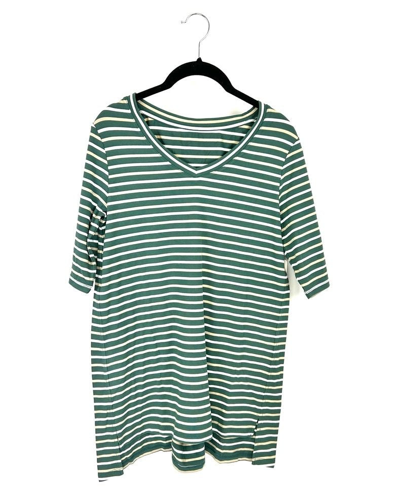 Green Striped Top - Size 6/8