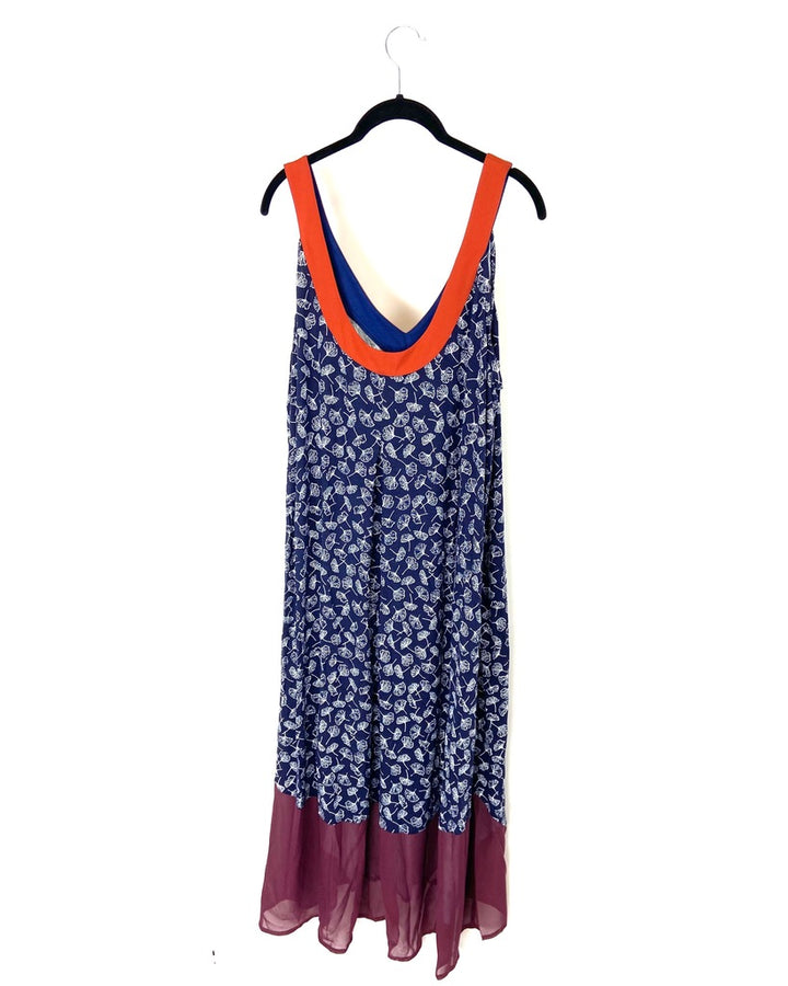 Navy Blue Floral Nightgown - Size 1X