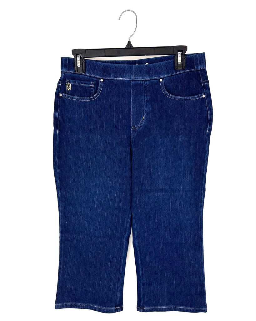 Stretchy Dark Wash Capri Jeans - Size 6 and 12