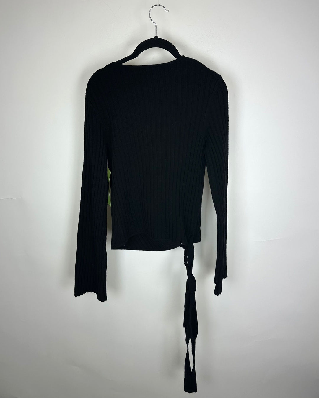Black Long Sleeve Wrap Cardigan Top - Size 6/8