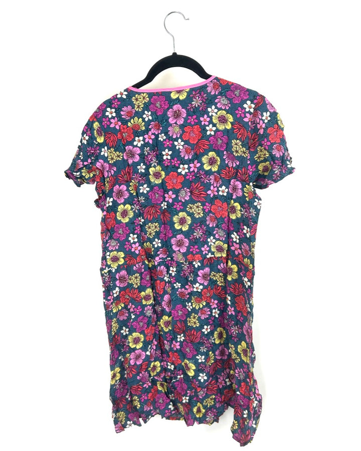 Blue And Pink Floral Nightgown - Size 2/4