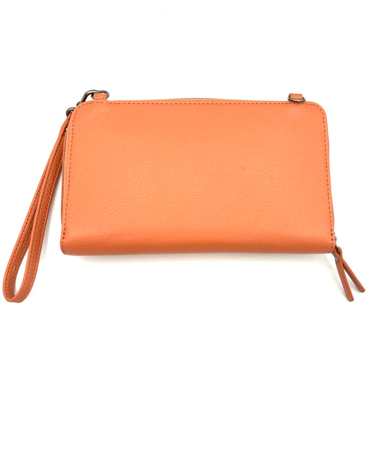 Orange Leather Crossbody Bag / Wristlet