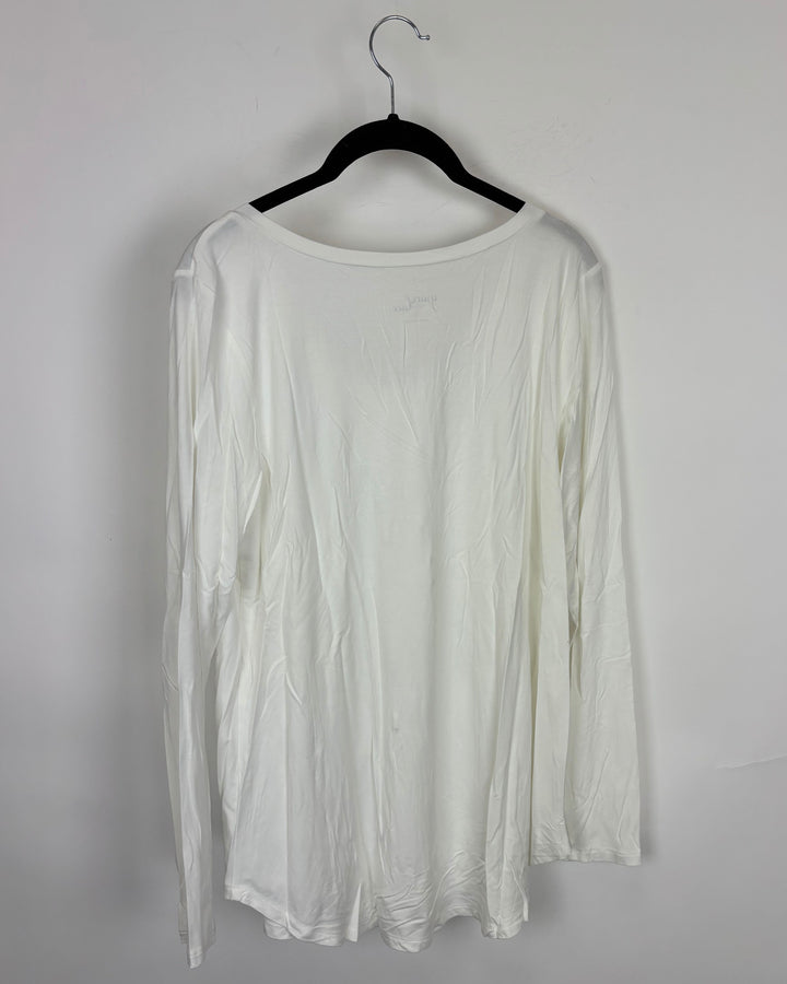 White Lone Sleeve V Neck Top - Size 2/4