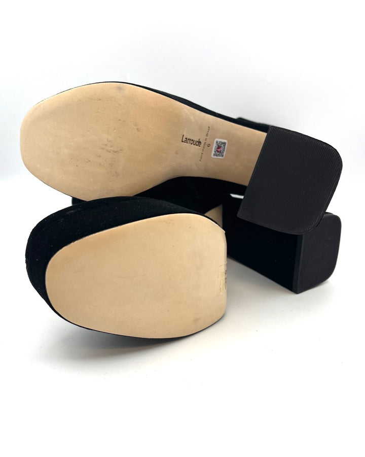 Black Velvet Platform Ankle Boot - Size 6