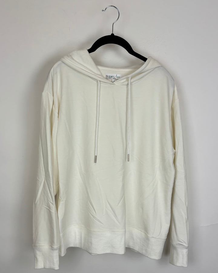White Long Sleeve Hoodie - Size 0/2