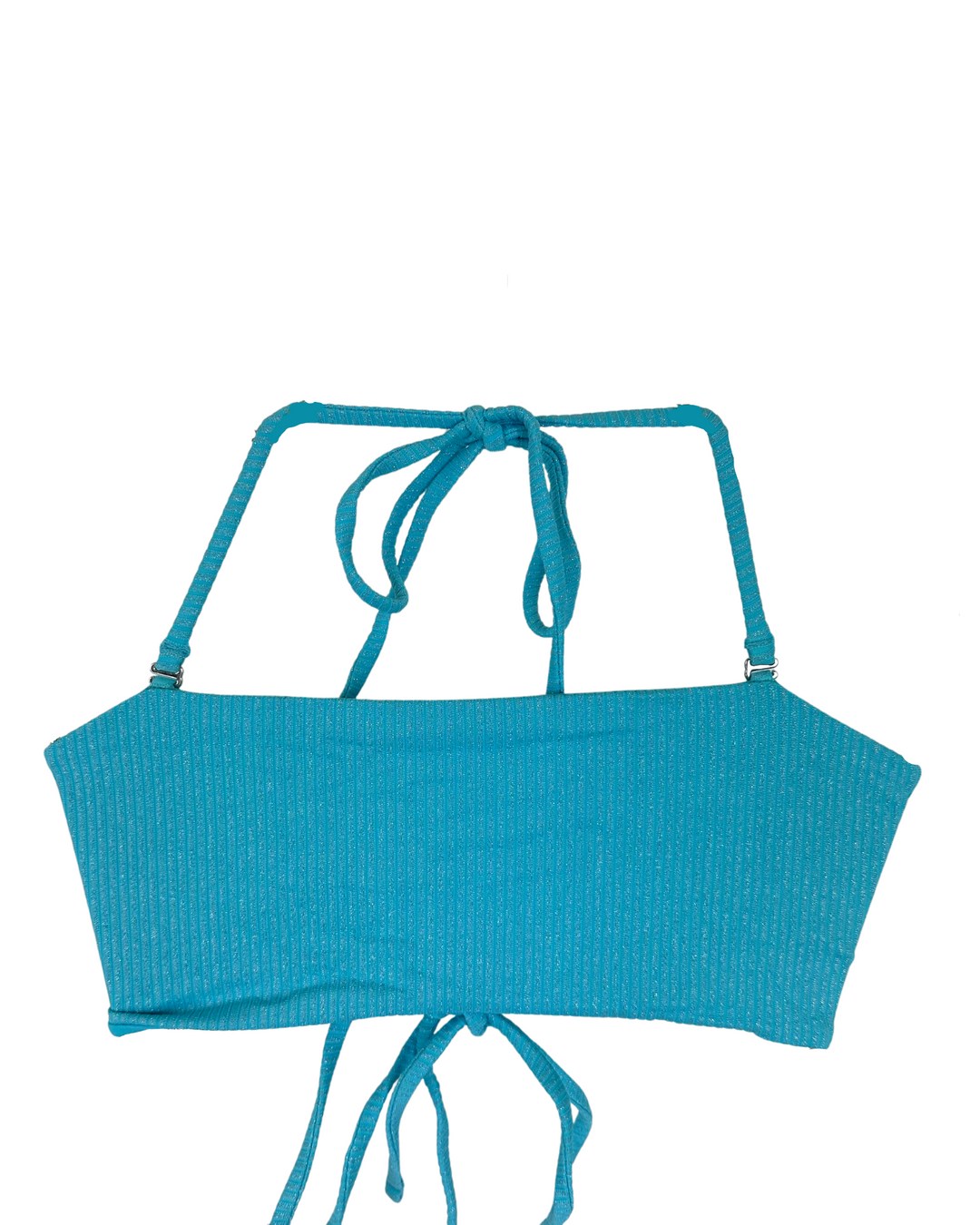 Metallic Light Blue Corset Like Bandeau Bikini Top - XS, S, XL, XXL