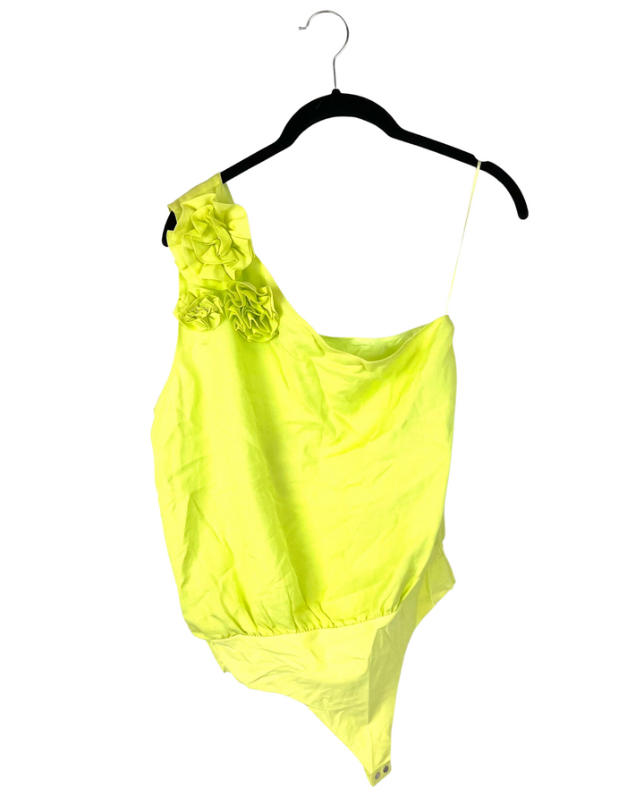 Lime Green One Shoulder Bodysuit - Size 4-6