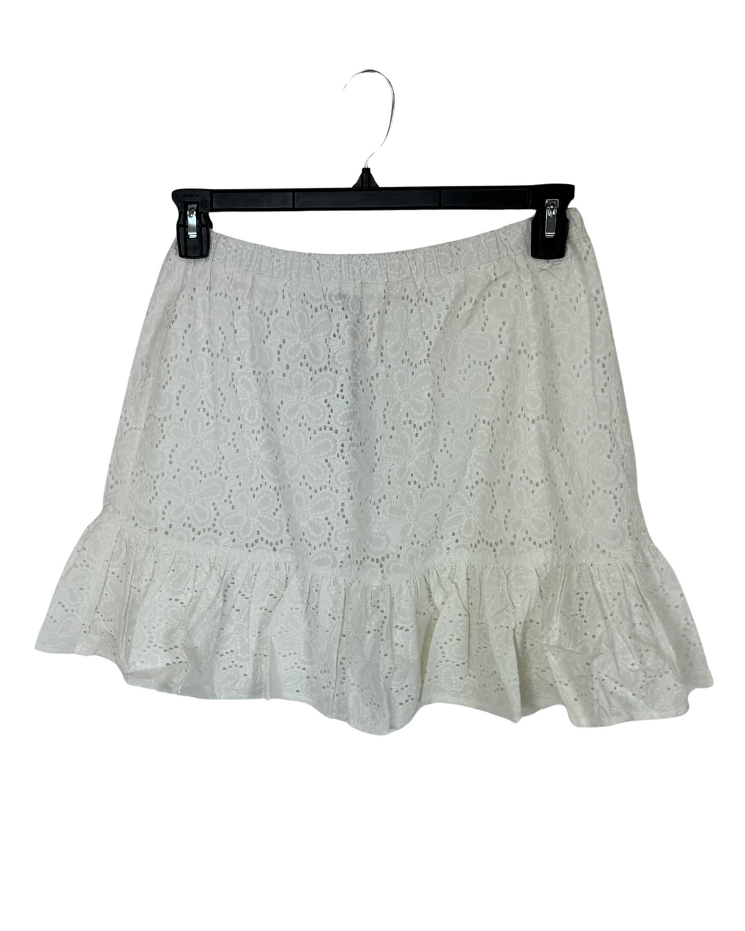 White Thick Lace Floral Skirt - Size 8/10