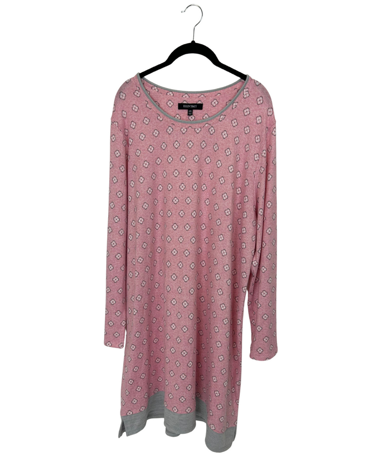 Baby Pink Patterned Nightgown - 1X