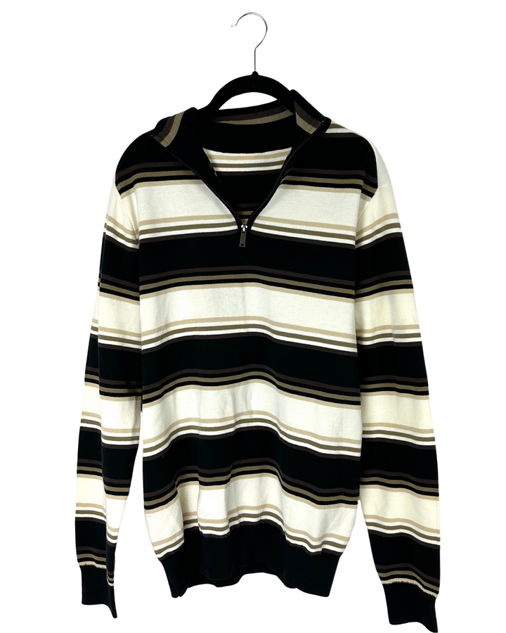 Black, Brown And White Sweater - Medium