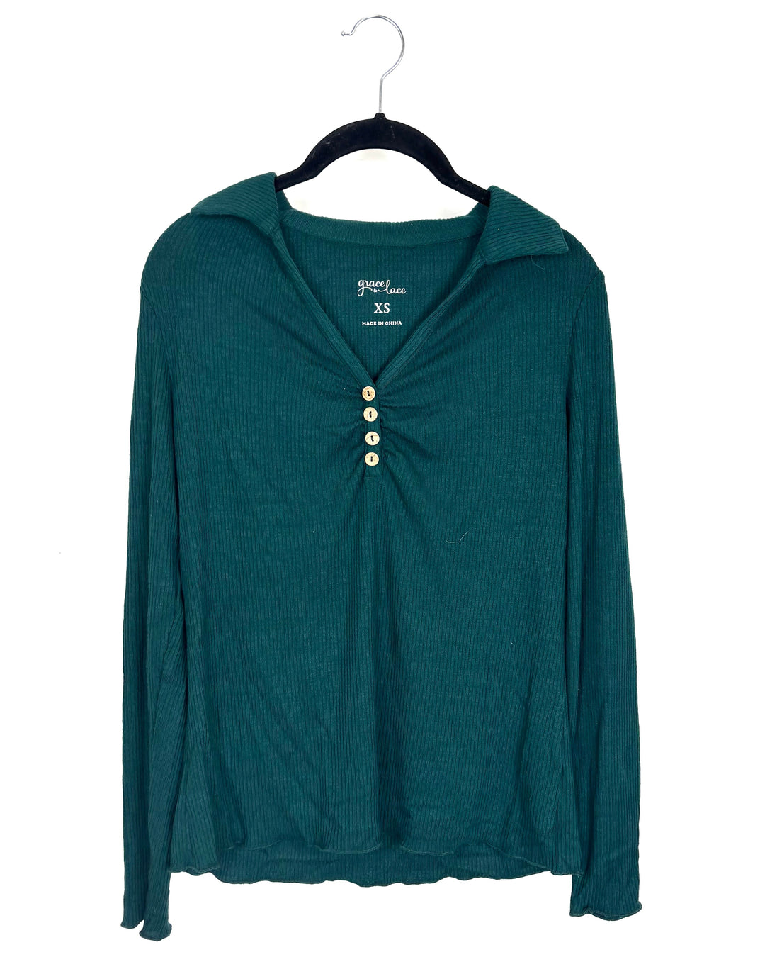Dark Green Collared Top - Size 2/4