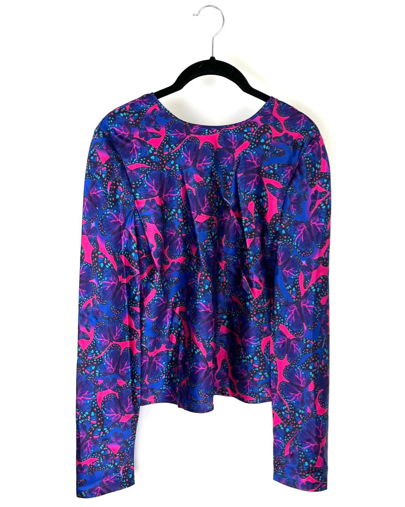 Blue, Pink, and Purple Butterfly Top - Size 2-4