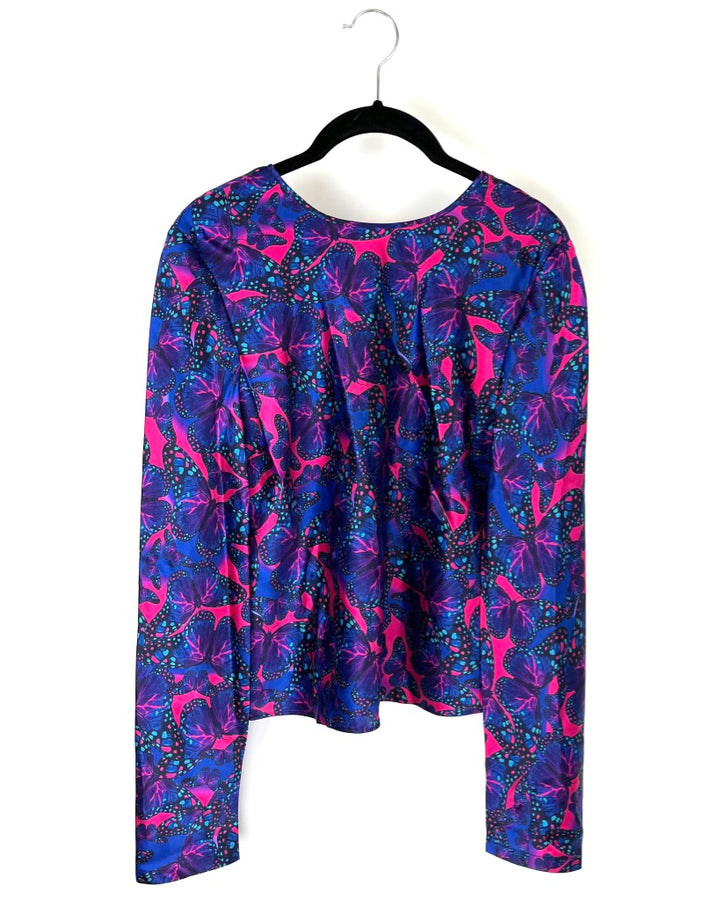 Blue, Pink, and Purple Butterfly Top - Size 2-4