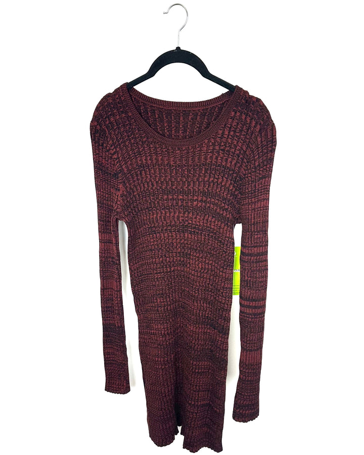 Maroon and Black Long Sleeve Sweater Dress - Size 4/6