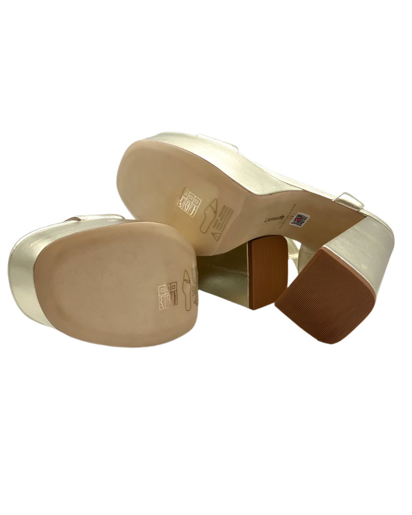 Gold Metallic Leather Platform Heels - Size 6.5, 7 and 8