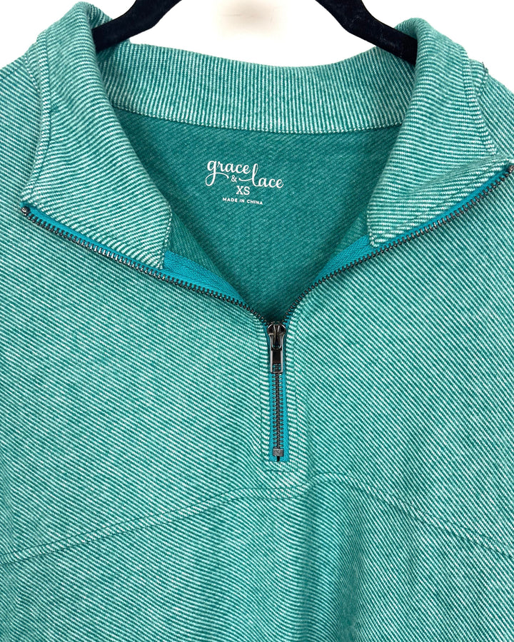 Green Quarter Zip Up - Size 2/4