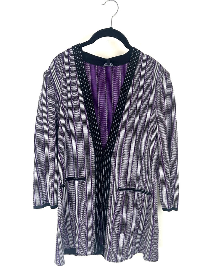 Misook Purple Striped Knit Cardigan - Size 6/8