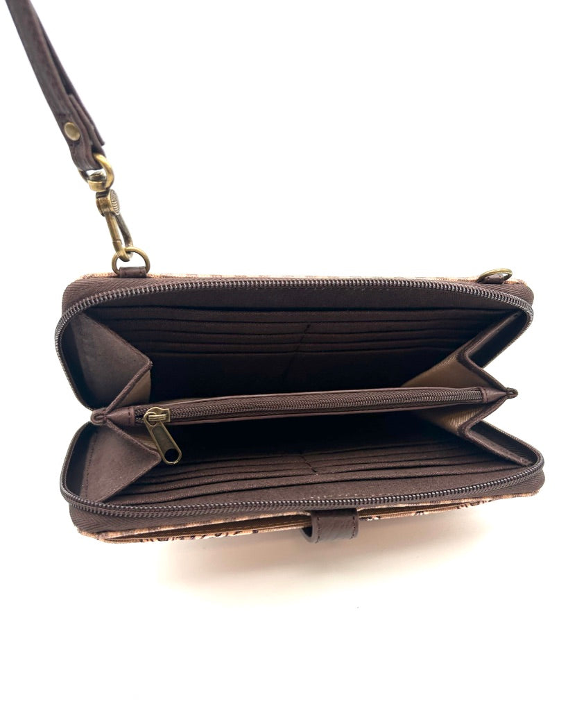 Brown Pattern Crossbody Bag / Wristlet