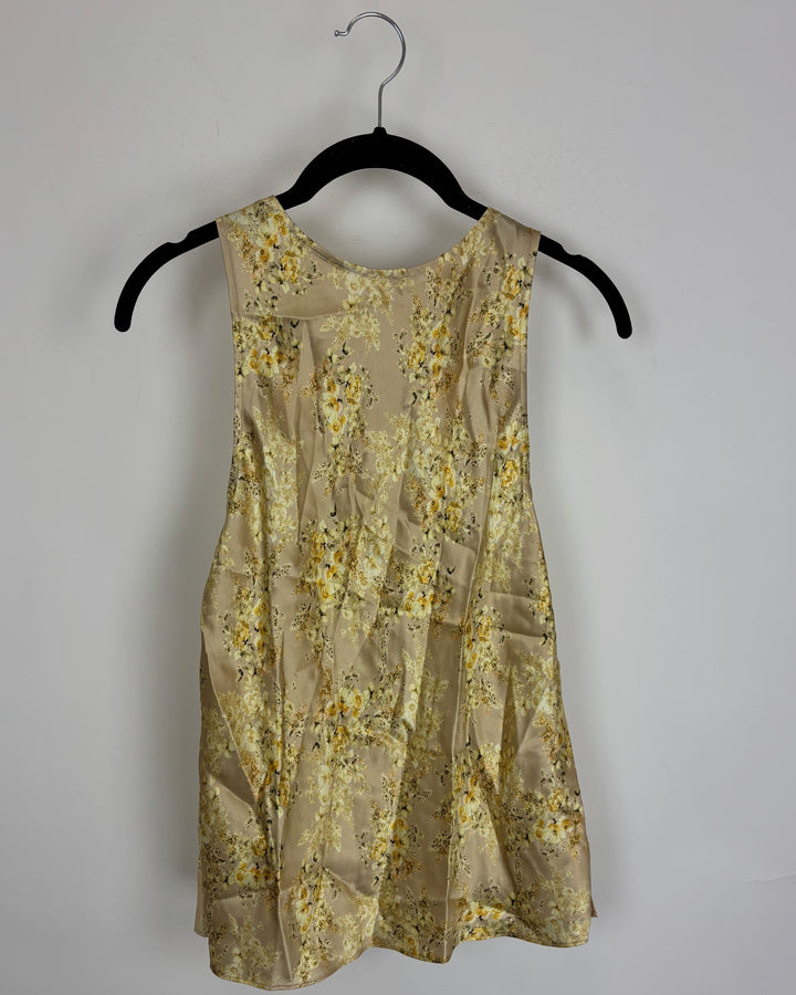Yellow Floral Print Sleeveless Top - Size 0/2