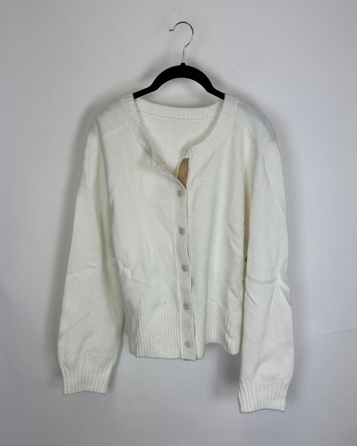 White Button Down Sweater - Size 4/6