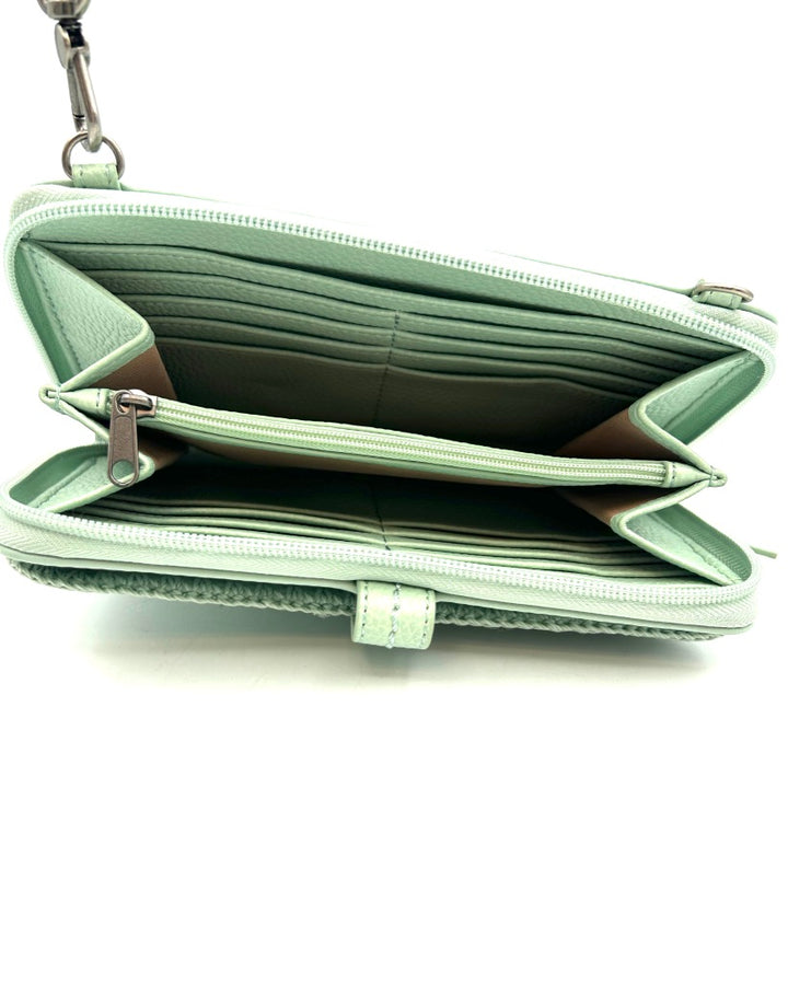 Mint Leather Crossbody Bag / Wristlet