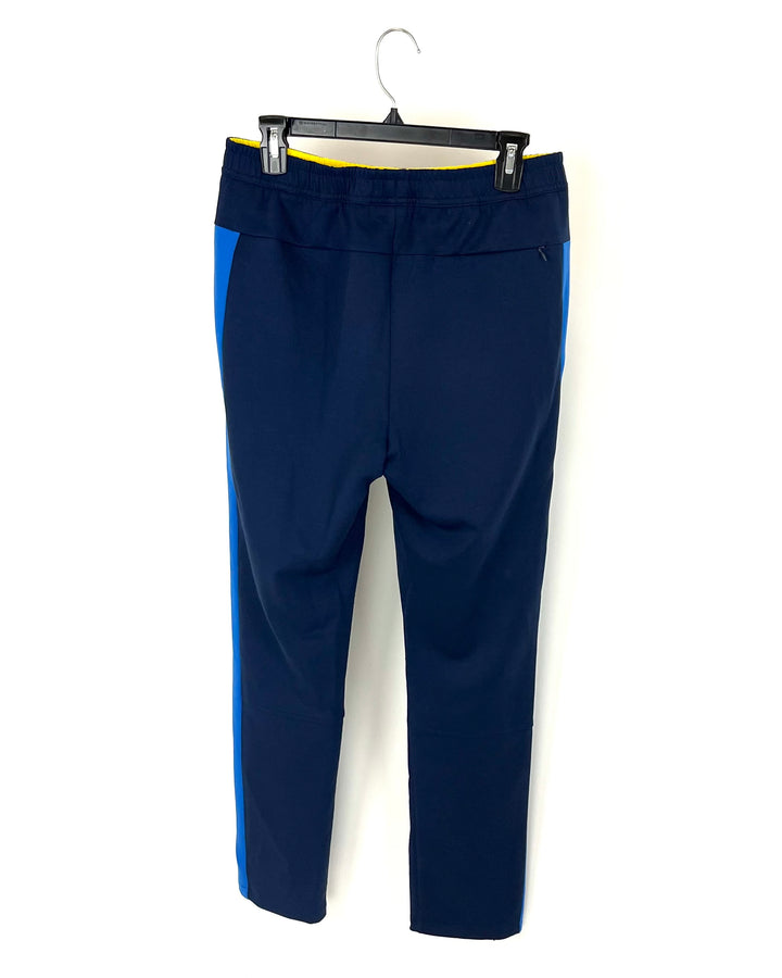 MENS Dark Blue Joggers with Royal Blue Line Detail - Small