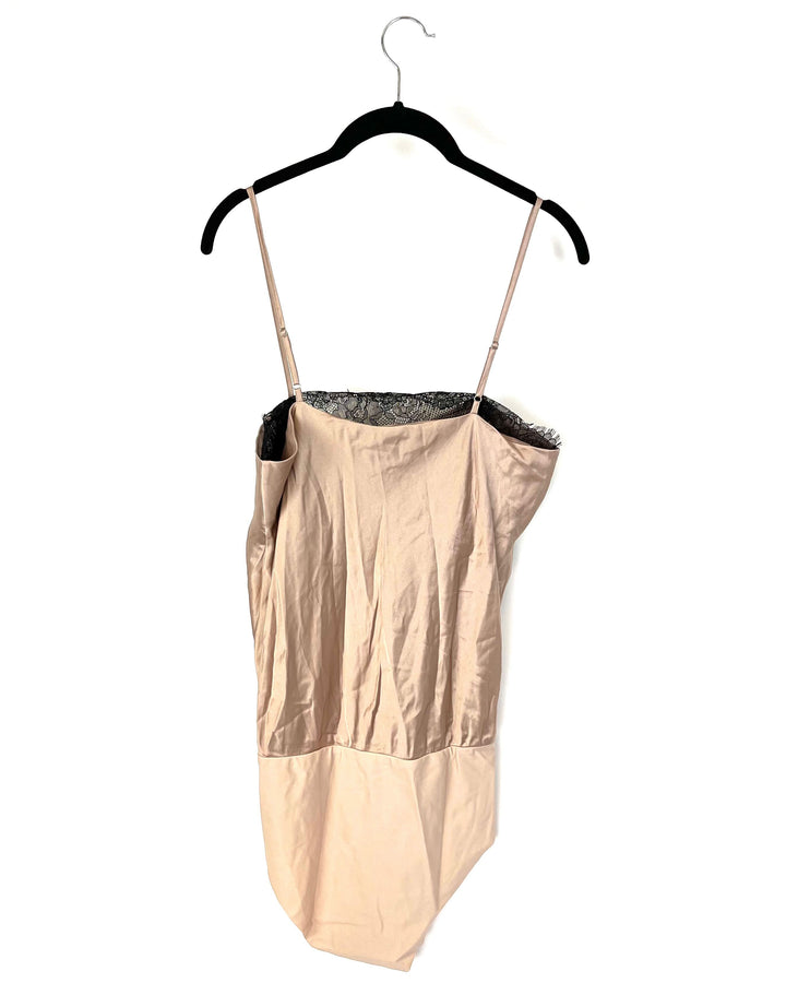 Black Lace Beige Bodysuit - Size 4-6