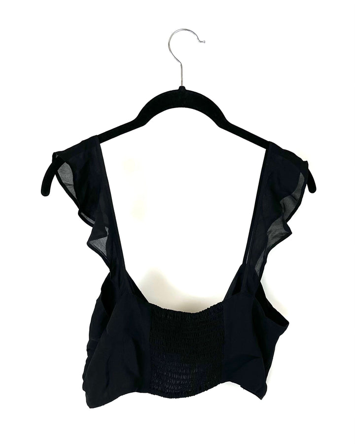 Cropped Black Tie Top - Size 4-6