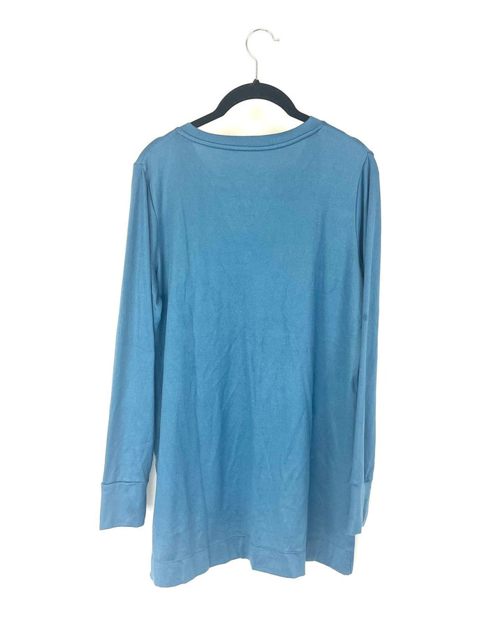 Blue V-Neck Long Sleeve Top - Size 6/8 and 10/12