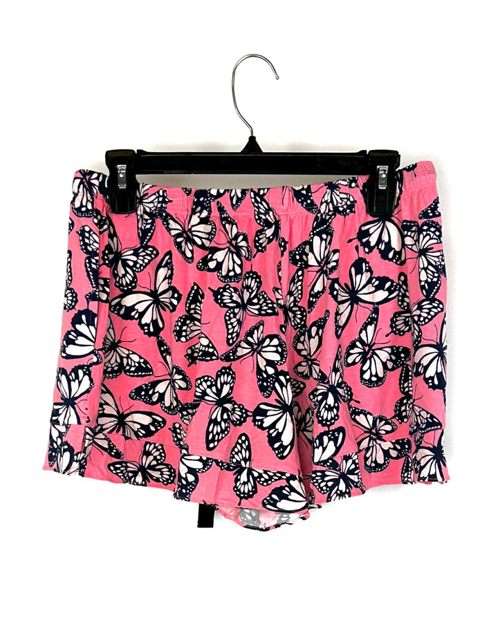Pink Butterfly Pajama Shorts Set - Small