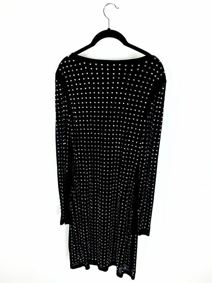 Black Long Sleeve Dress With Gemstones- Size 4/6