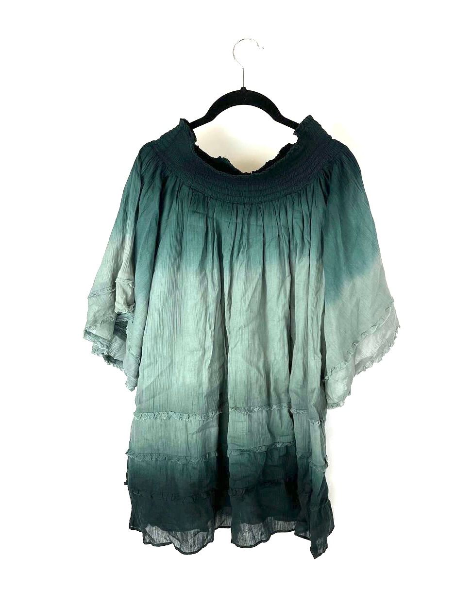 Green Ombré Off-The-Shoulder Dress - Small