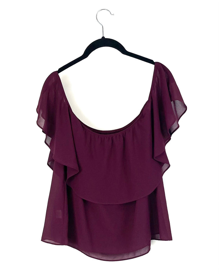 Burgundy Ruffle Top - Medium