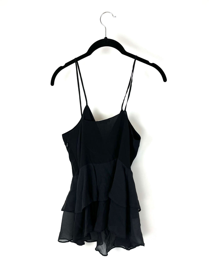 Black Ruffle Tie-Up Top - Size 0-2