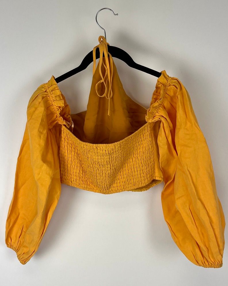 Cropped Yellow Off-The-Shoulder and Halter Top - Size 2-4