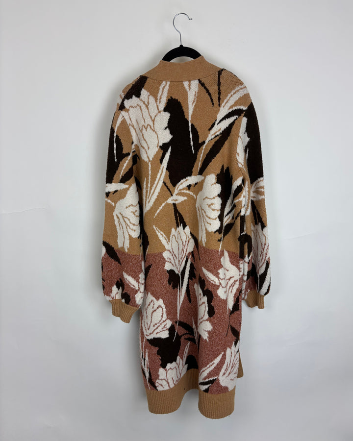 Brown & White Long Cardigan - Size 4/6