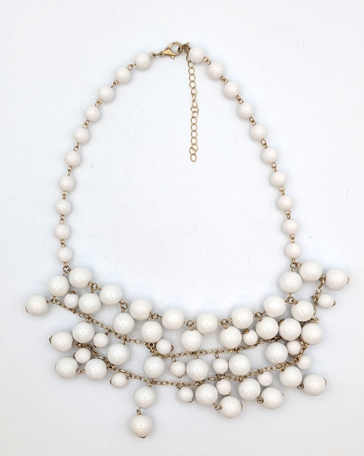 White Beaded Multilayer Necklace