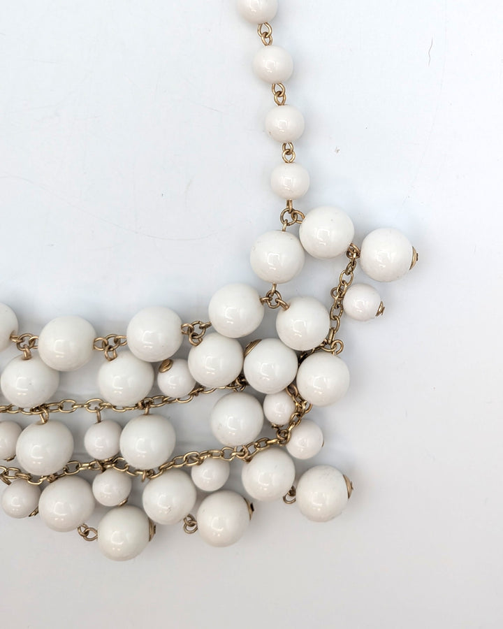 White Beaded Multilayer Necklace